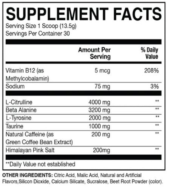 CBUM RAW ESSENTIAL ENERGY POWDER PRE-WORKOUT Sour Watermelon flavour 30 serves