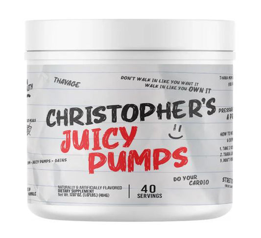 Christopher's Juicy Pumps Stim-Free Pre-Workout Blue Raspberry flavor 40 serves