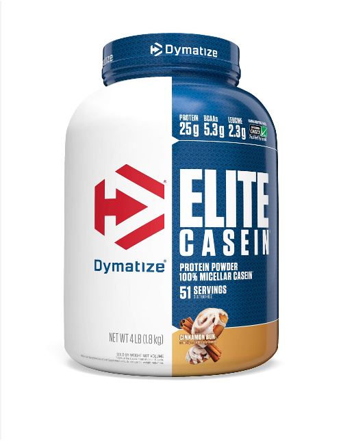 DYMATIZE ELITE CASEIN PROTEIN POWDER  Cinnamon Bun flavour 4lbs.