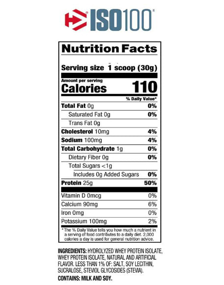 DYMATIZE ISO 100 WHEY PROTEIN HYDROLYSATE/ISOLATE Gourmet Vanilla flavour 1.34lbs