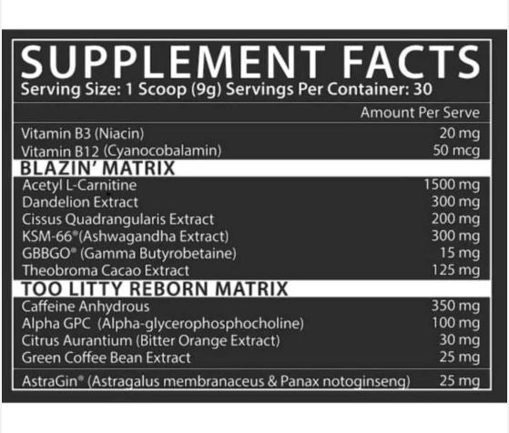 INSPIRED NUTRACEUTICALS EMBER Thermogenic Electric Blue flavour