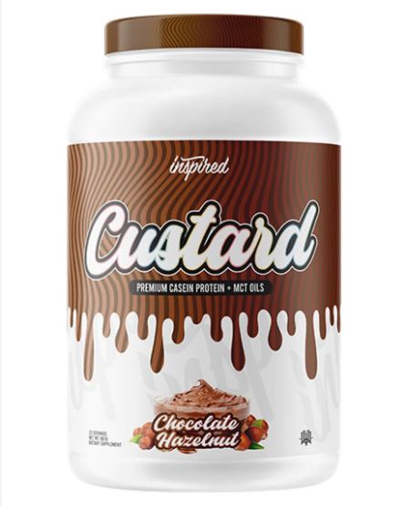INSPIRED CUSTARD Casein Protein Powder + MCT  Chocolate Hazelnut 2lbs.