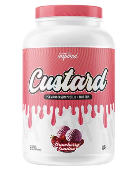 INSPIRED CUSTARD Casein protein Powder + MCT Strawberry Sundae 2lbs.