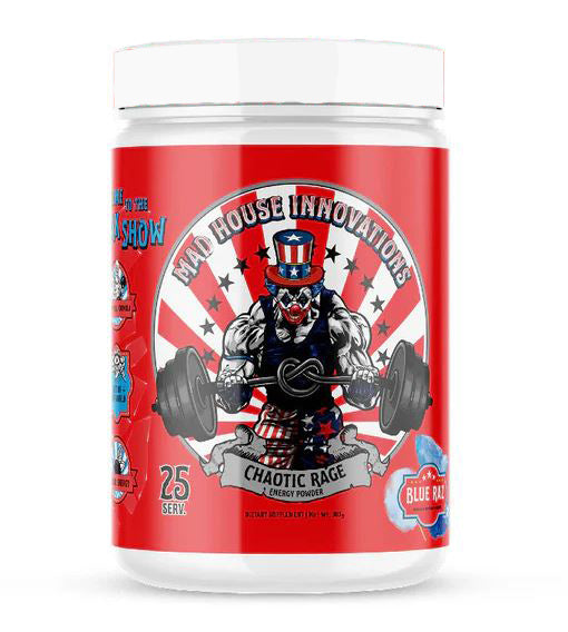 MadHouse CHAOTIC RAGE  High-Stim Pre-Workout Blue Raz flavour 25 servings