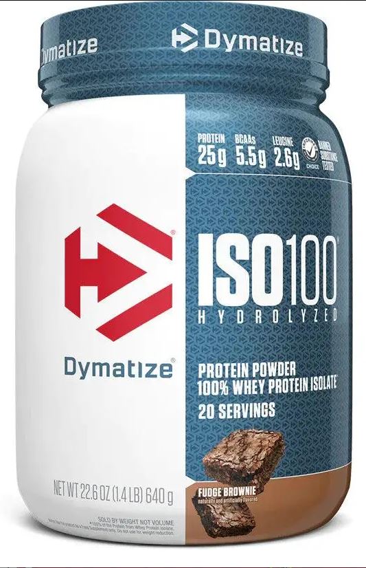 DYMATIZE ISO 100 WHEY PROTEIN HYDROLYSATE/ISOLATE Fudge Brownie flavour 1.34lbs