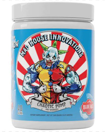 Mad House CHAOTIC PUMP Nitric Oxide Booster Blue Raz flavour 20 serves